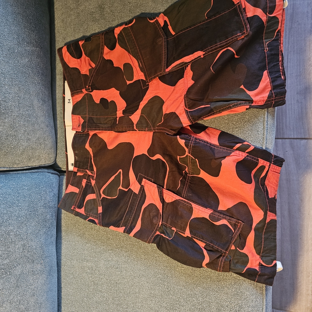 Red and Black Camouflage Cargo Shorts